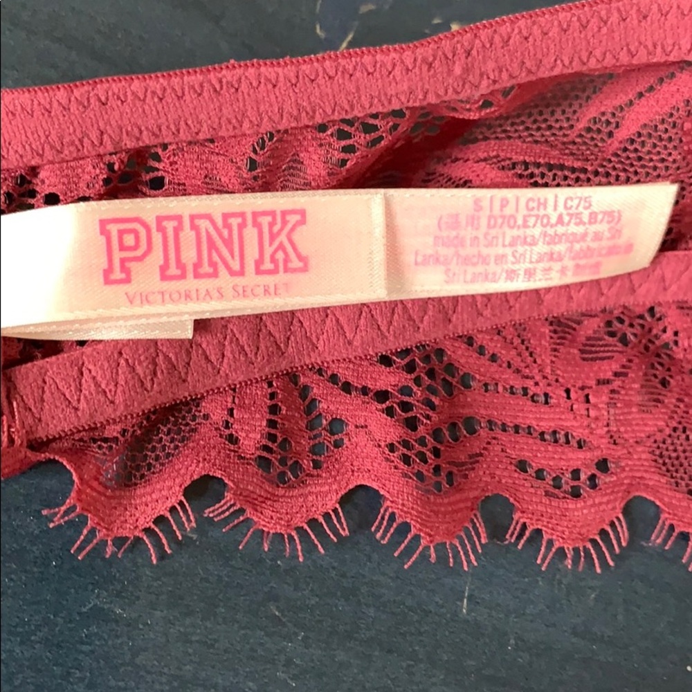 Maroon PINK lace bralette lightly lined - Picture 2 of 5
